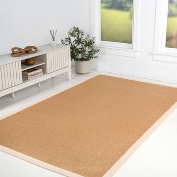 Camden Farmhouse Cottage Border Jute Area Rug